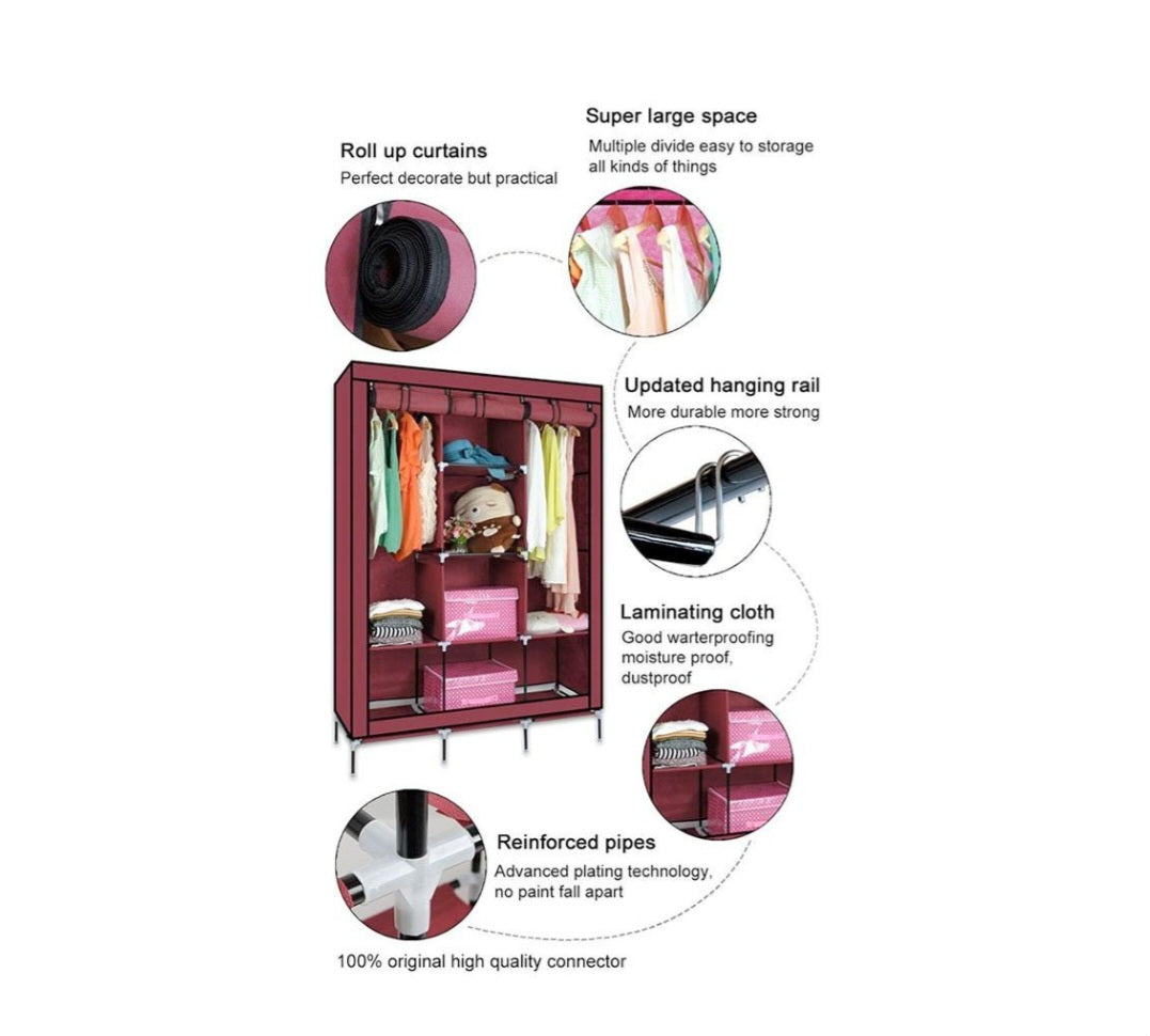 Fabric Wardrobe Rack Organizer with Cover