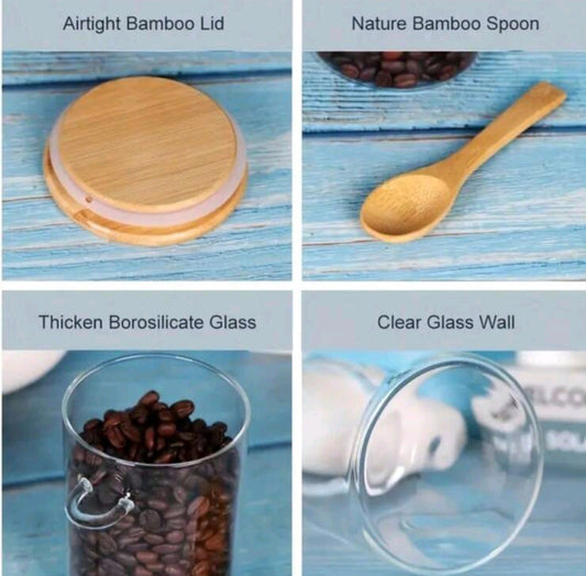 280ml Glass Jar with Bamboo lid and spoon