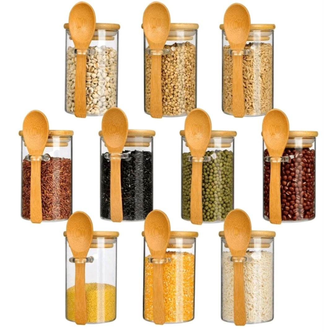 280ml Glass Jar with Bamboo lid and spoon