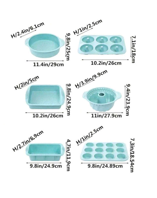6pcs/set Silicone Baking supplies, Nonstick Silicone Baking Tray